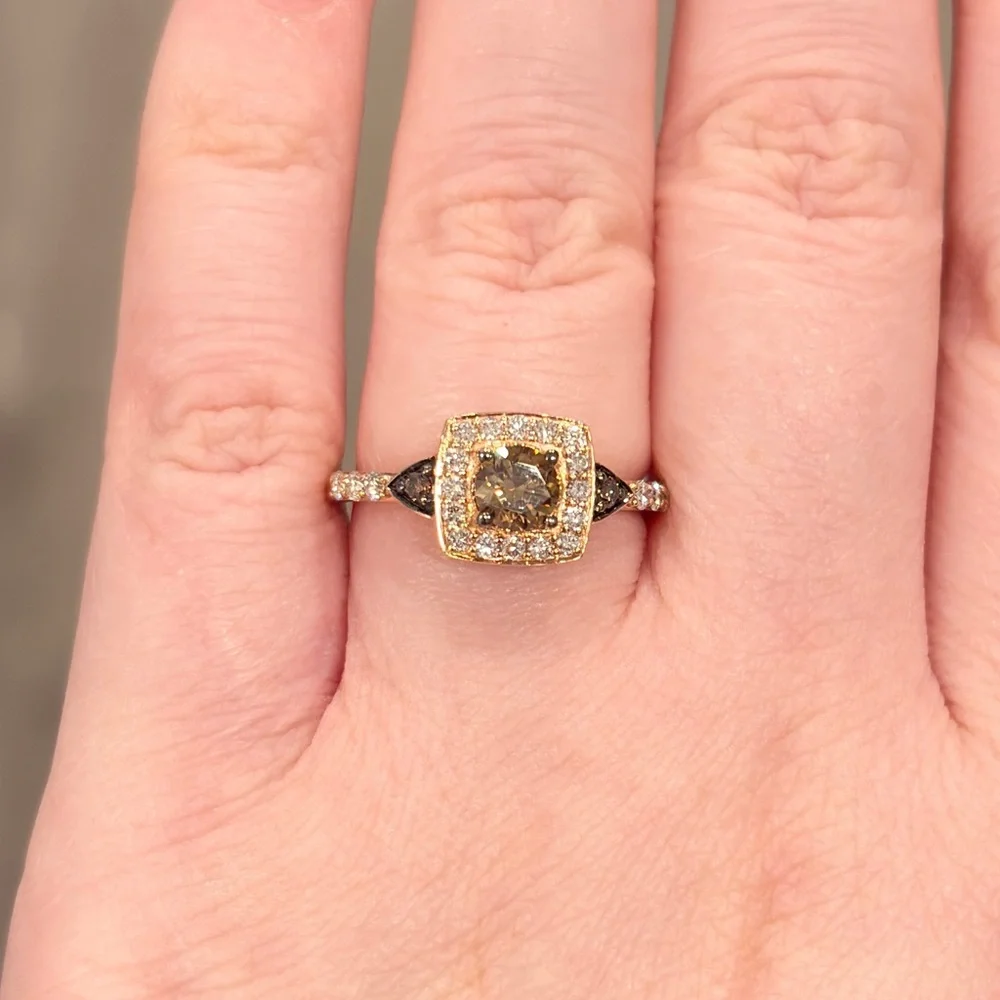 LeVian Chocolate Diamond Ring: 14K Rose Gold, SI2 Brown Diamond Solitaire - Picture 5 of 14